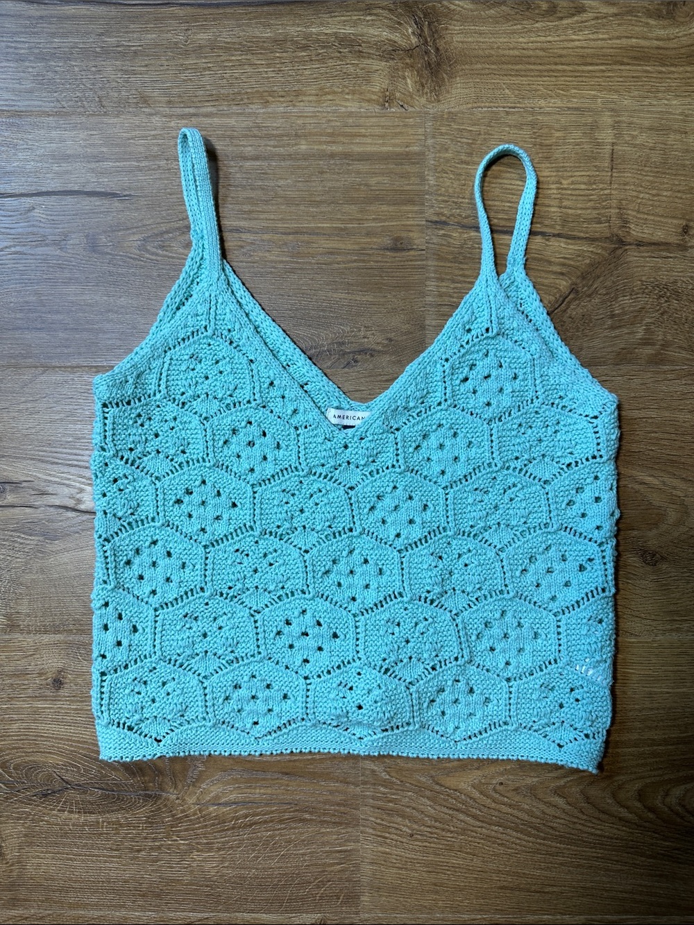 American Eagle Outfitters Mint Crochet V-Neck Tank Small